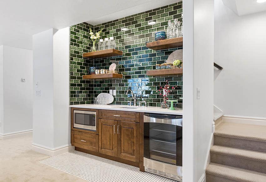 Basement home bar with appliances