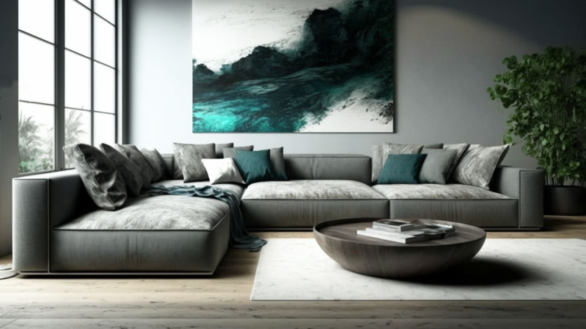 Contemporary grey low profile sectional 