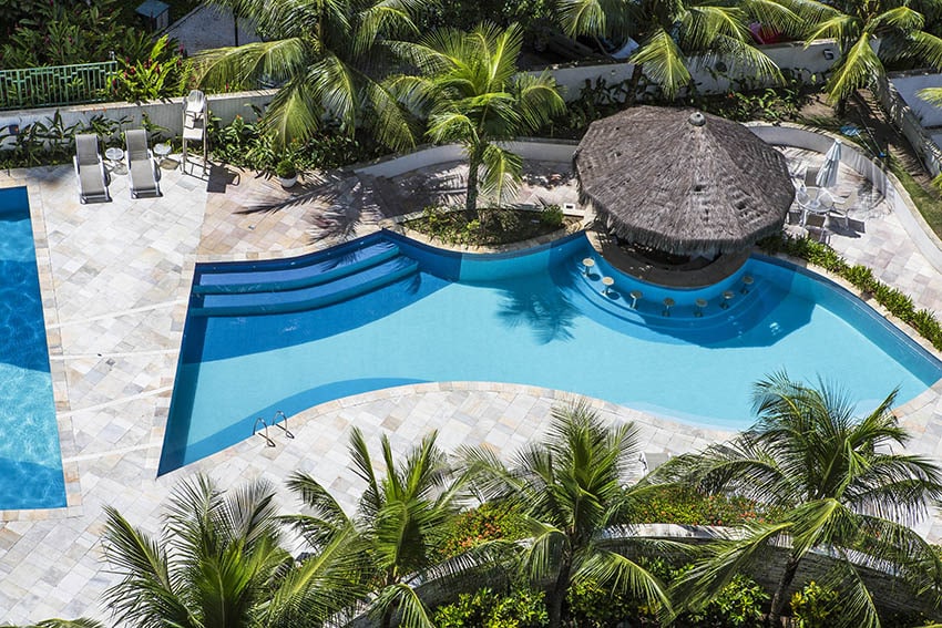 Luxury dipping pool with multi color travertine