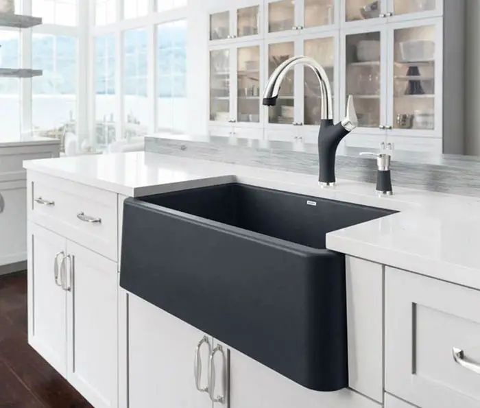 Silgranit Sink Pros And Cons Designs Buying Guide Designing Idea   Modern Blanco Silgranit Farmhouse Sink In Black Amz .webp