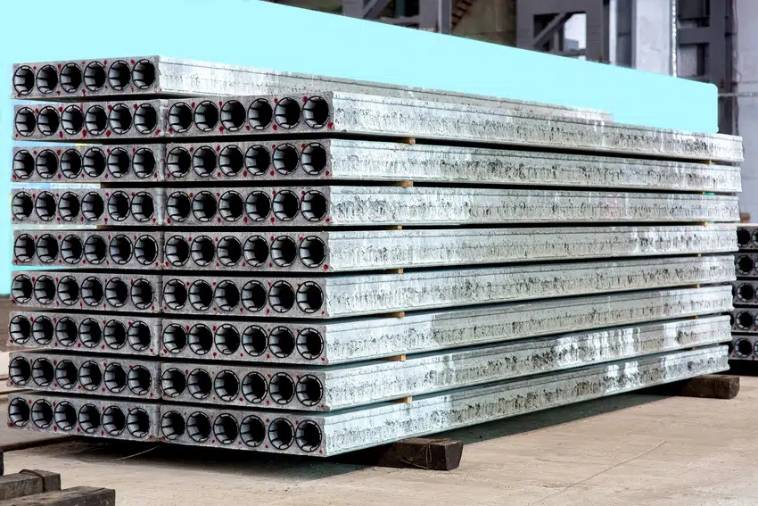 A pile of precast panels at a warehouse