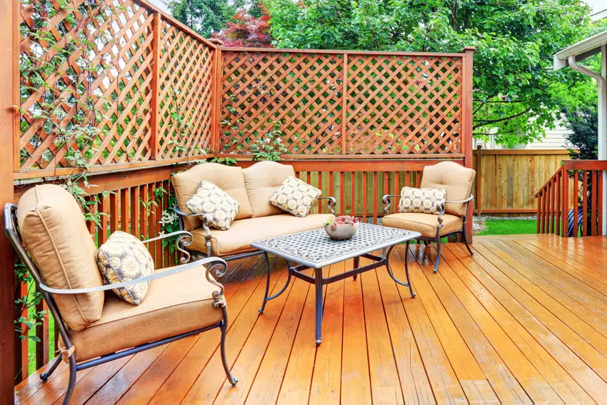 Backyard patio powder coated furniture wood floor