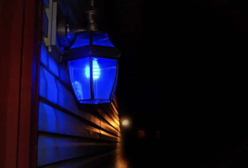 Blue porch light promotes relaxation