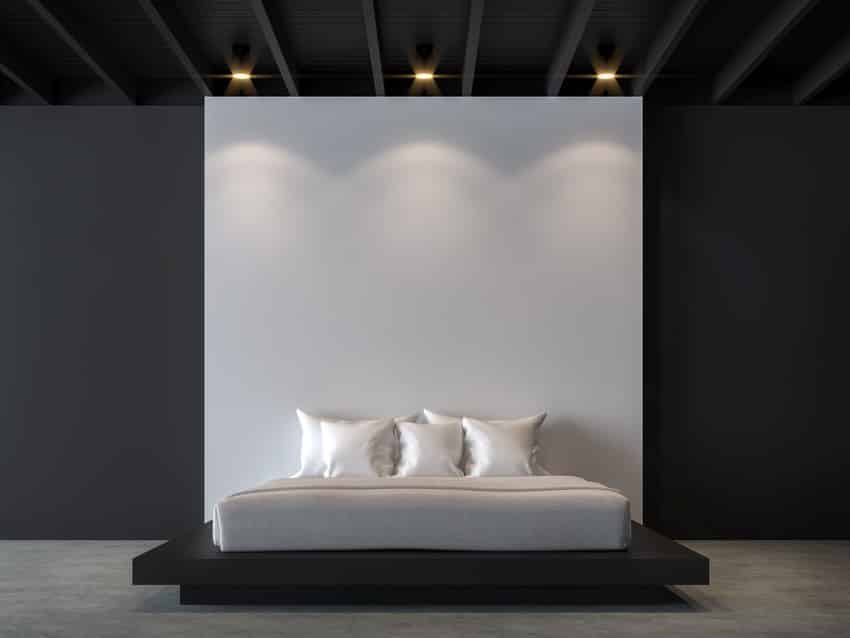 Bedroom with black and white interiors