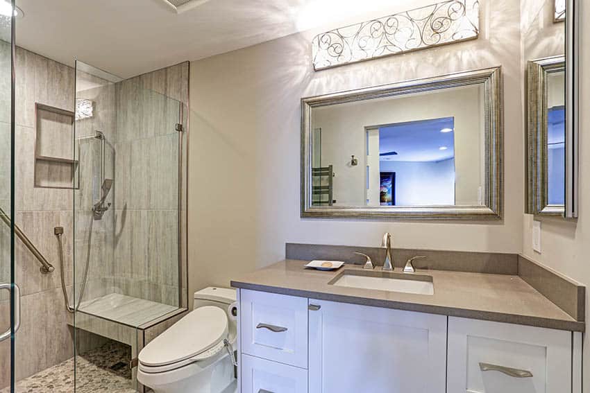 Contemporary guest bathroom with smooth stone pan