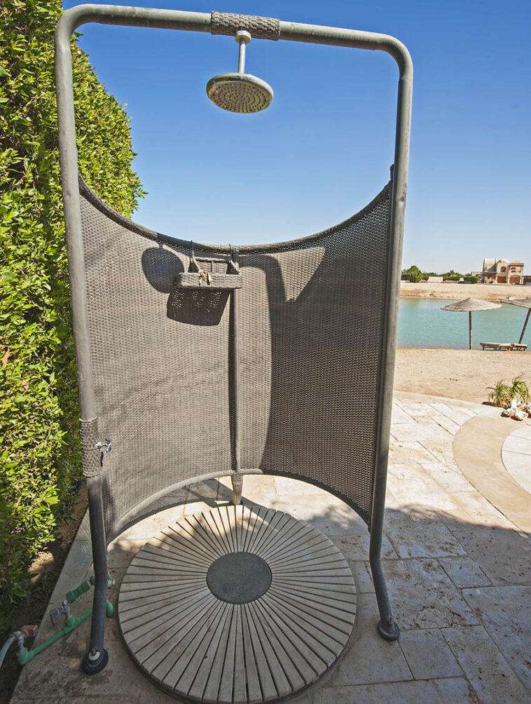 Outdoor Shower Floor Ideas 7 Beautiful Options   Diy Shower With Floor Pan Is 758x1004 