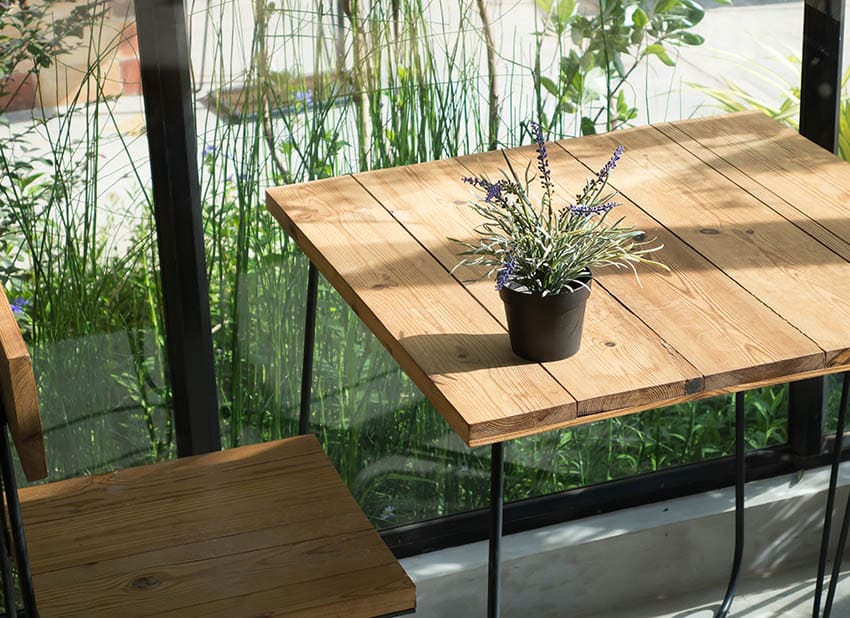 Wood outdoor dining table