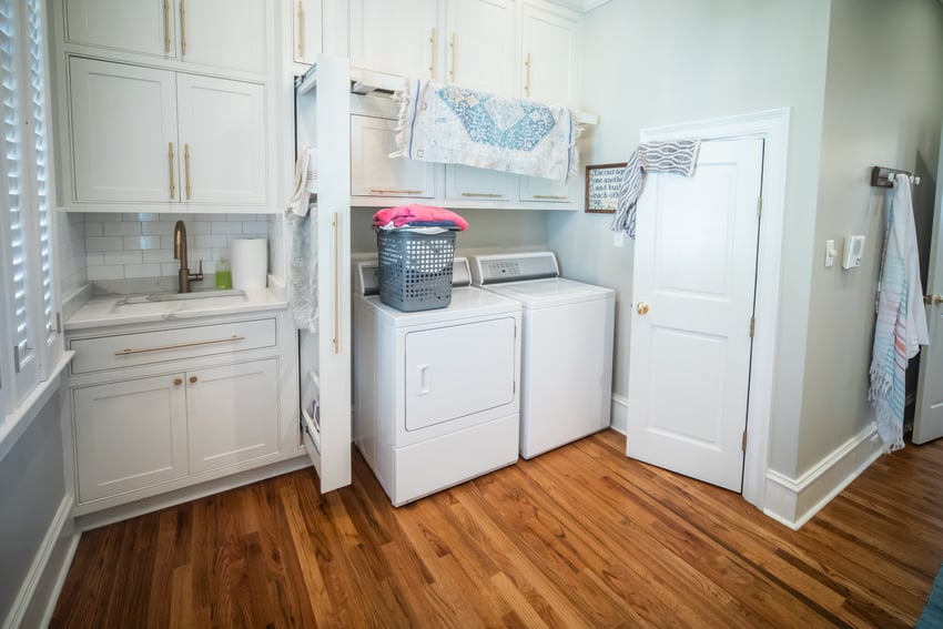 Gas dryer in spacious laundry room