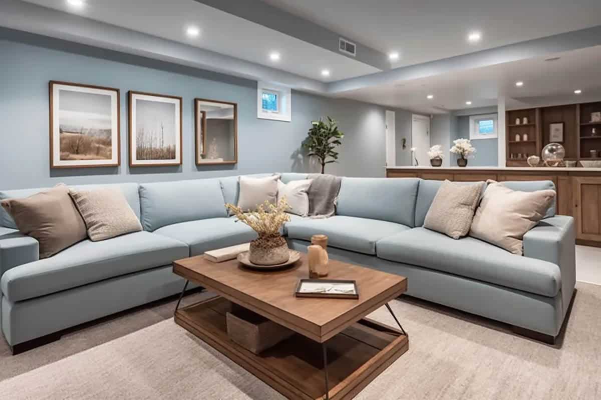 Light blue paint with large sectional