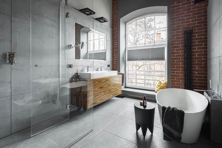 Loft bathroom with concrete on walls and floor