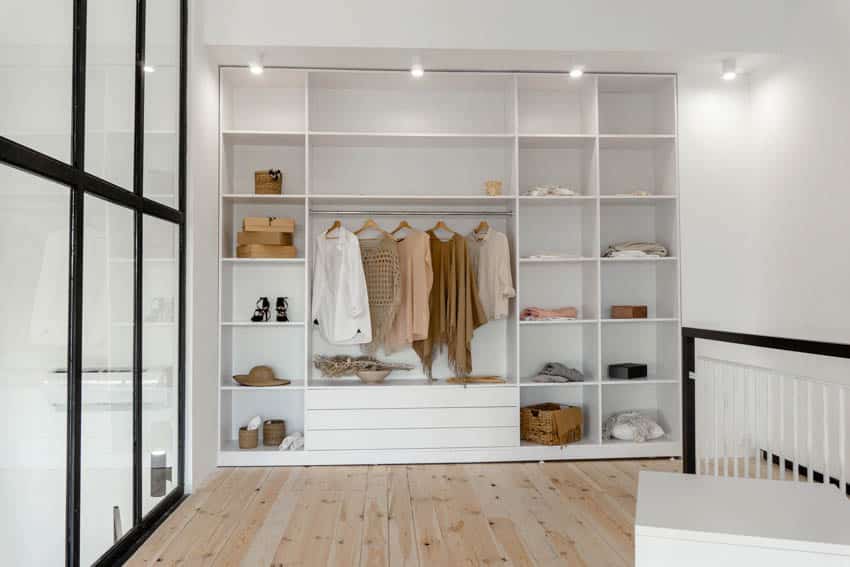 Loft transformed to closet space 