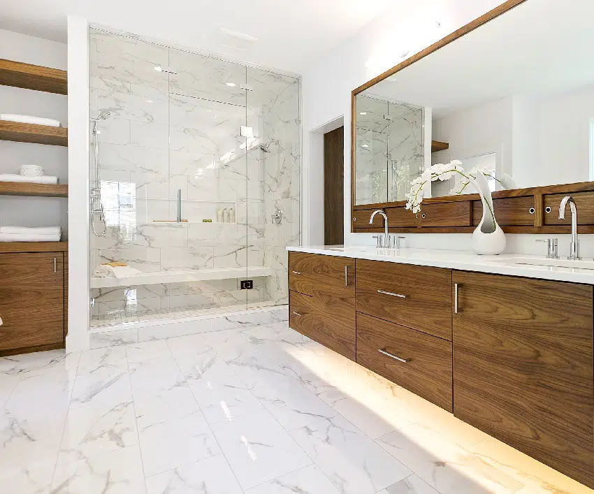 https://designingidea.com/wp-content/uploads/2021/07/mid-century-modern-look-bathroom-with-wooden-cabinets-mirror-and-white-marble-tiled-shower-is.jpg.webp