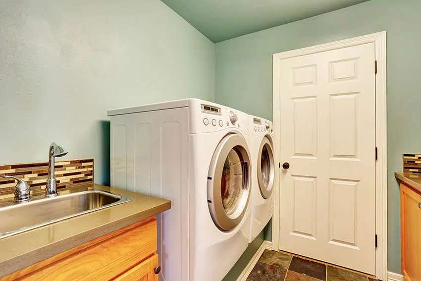 Mint green laundry room