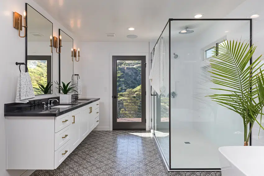 Modern bathroom interior with semi gloss finish