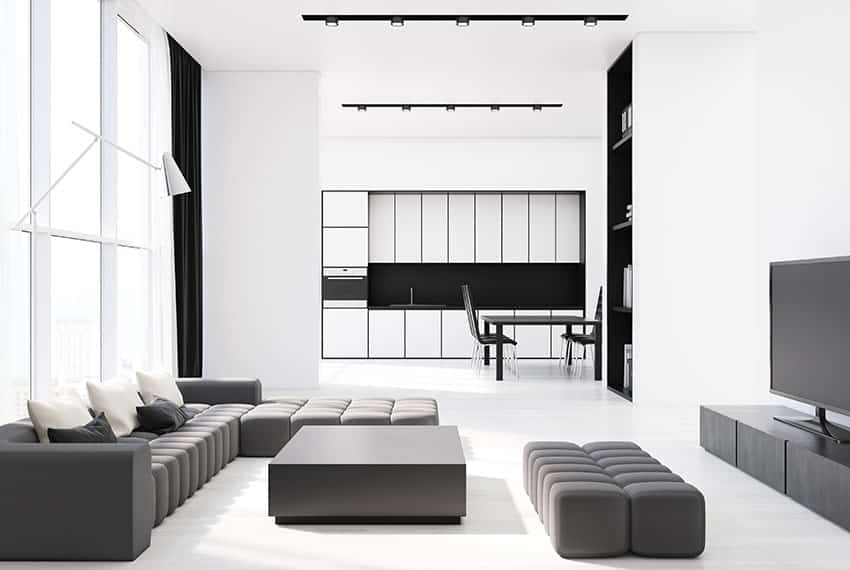 Modern black furniture in white background