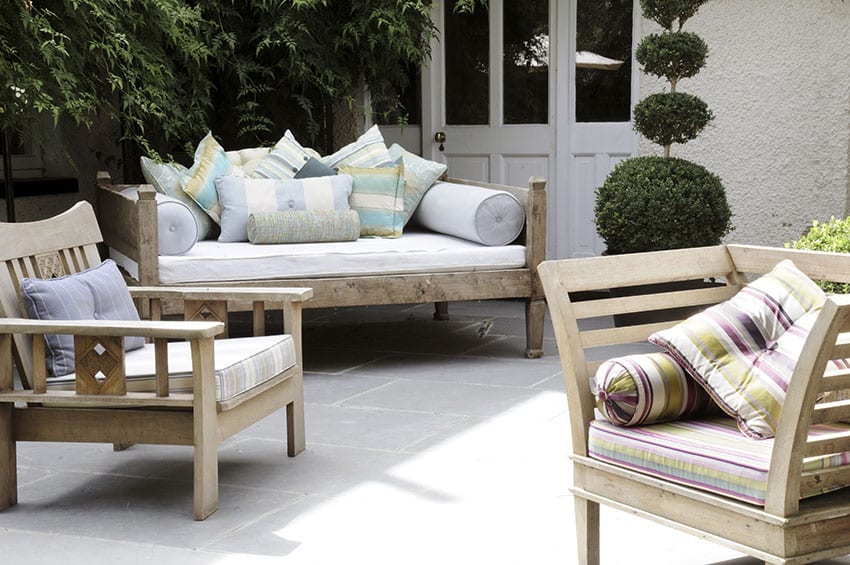 Outdoor furniture with pillows