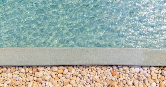 above ground pool on pea gravel