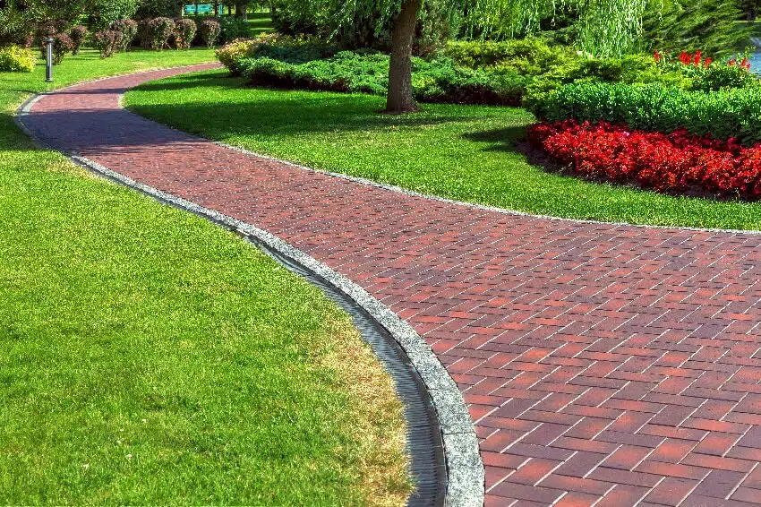 red brick paver pathway
