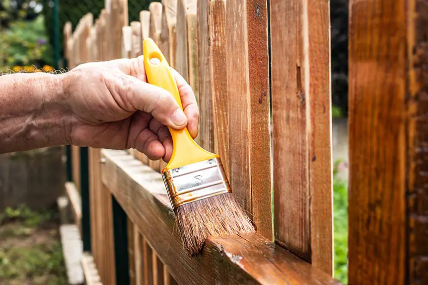 Restaining wood fence