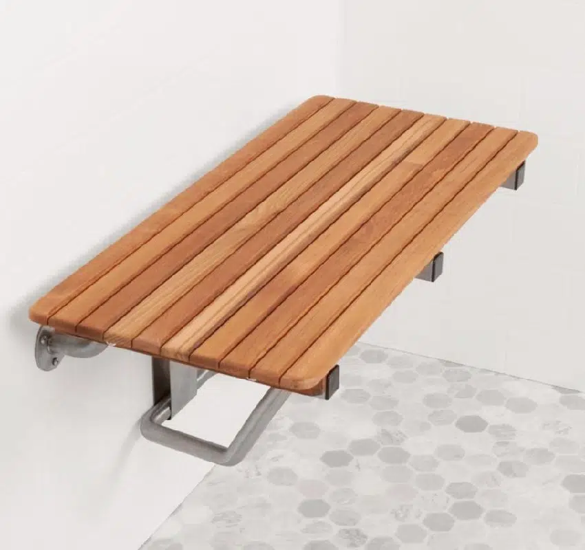teak floating shower bench