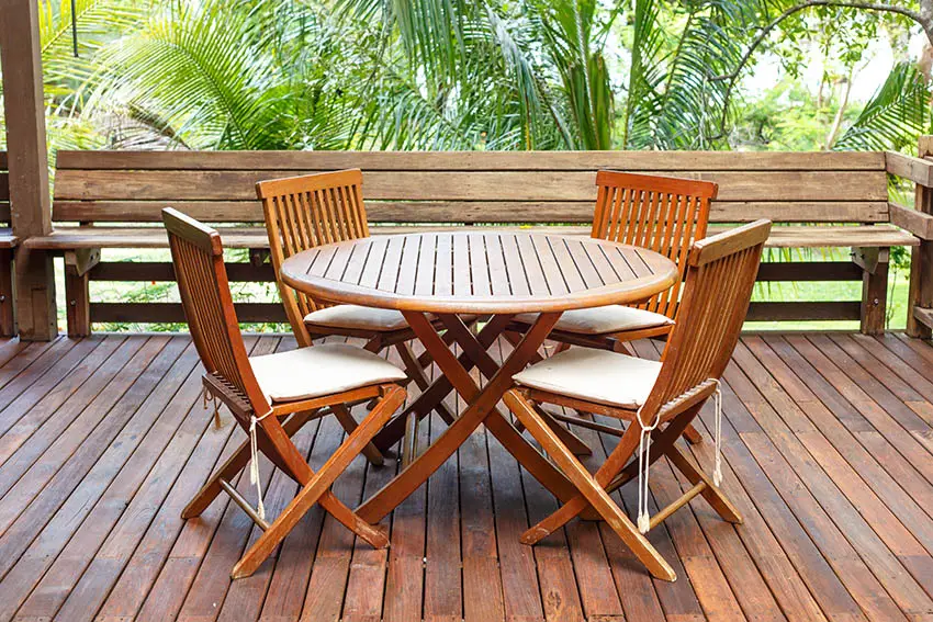 Teak wood deck with teak outdoor furniture