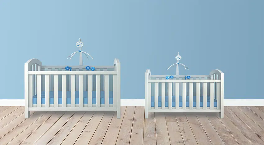 Big and small crib with mattress is