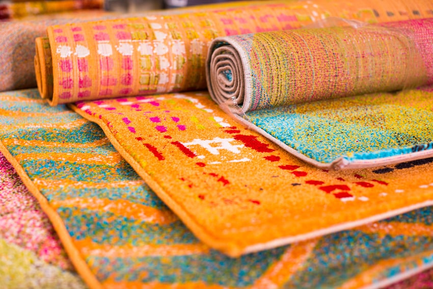 Assorted colorful viscose rugs