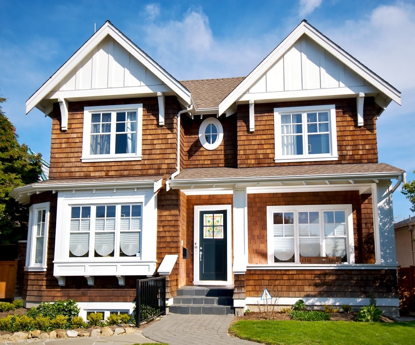 House with red wood siding