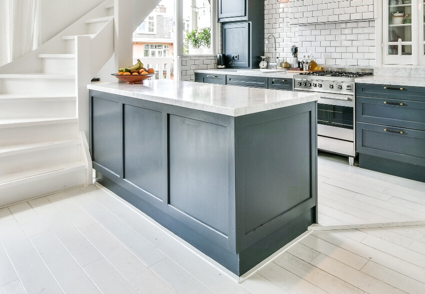 Kitchen with island board panels