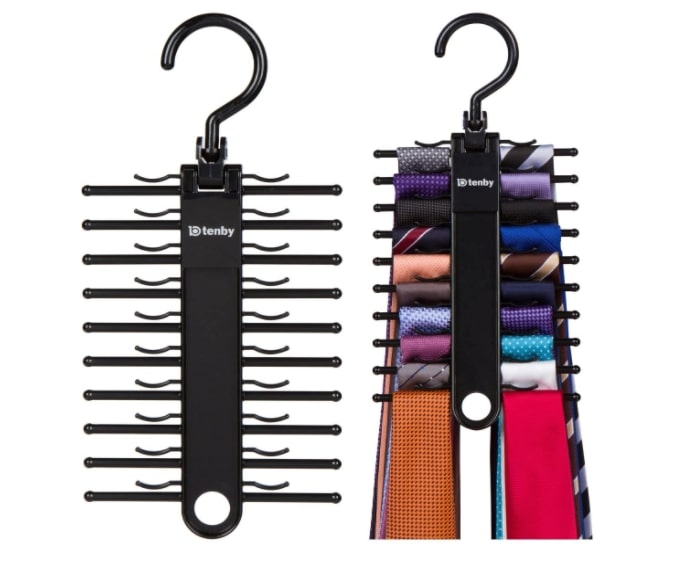 Black tie rack hanger and organizer