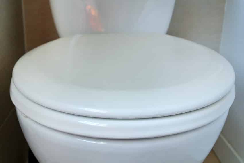 Close up of a round-shaped toilet seat