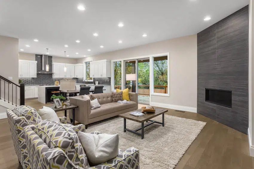 Combined living room dining room kitchen