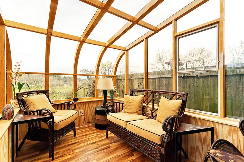 DIY sunroom built on backyard deck
