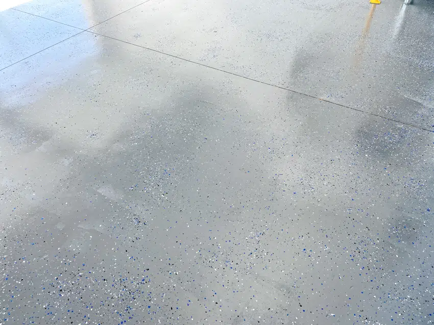 Flake epoxy floor over tiles