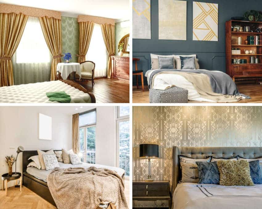 gold bedroom ideas with green blue and white