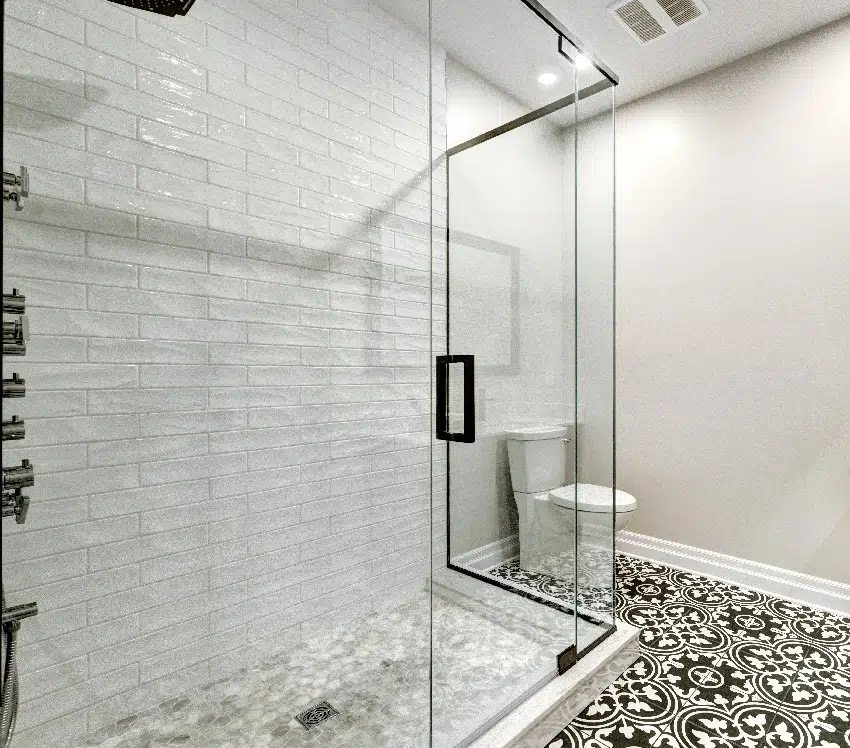 Modern bathroom with tempered glass 