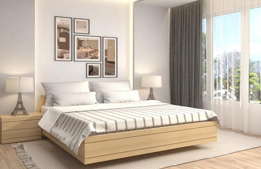 Modern bedroom interior with neutral tone colors