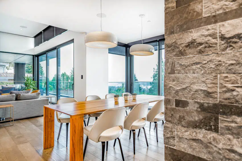 Modern dining space combined with living room
