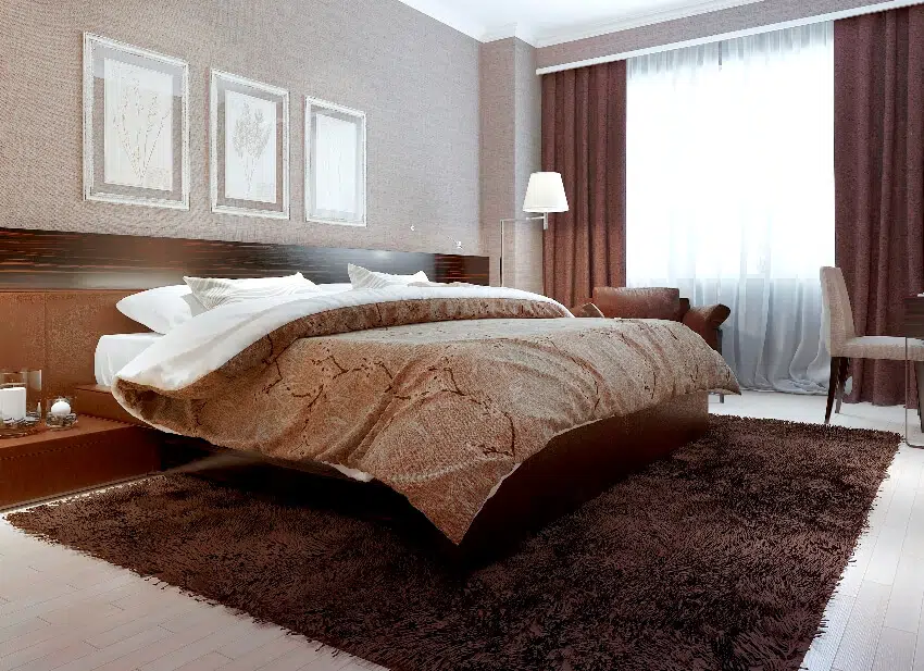 Modern style bedroom with bron color interior