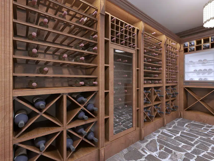 Modern wine cellar in house basement 