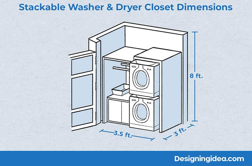 Stackable washer and dryer closet