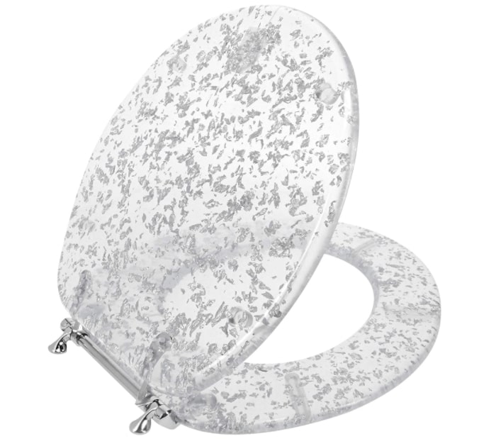 Standard silver foil resin toilet seat with chrome hinges