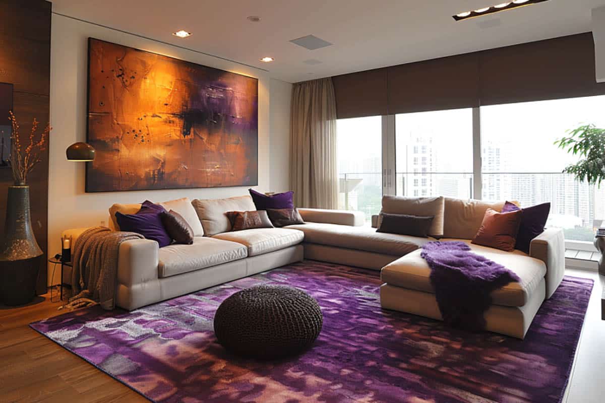 Brown and purple decorated room