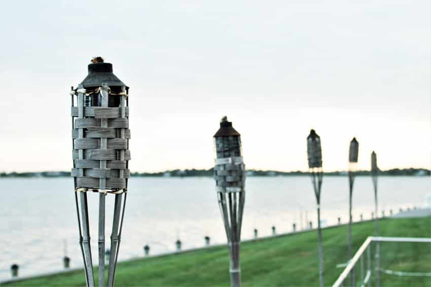 Tiki torches outdoor area