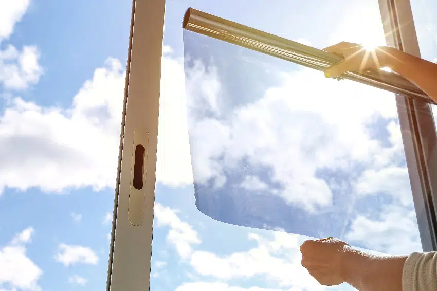 window dimming by dark window film with a beautiful sky view