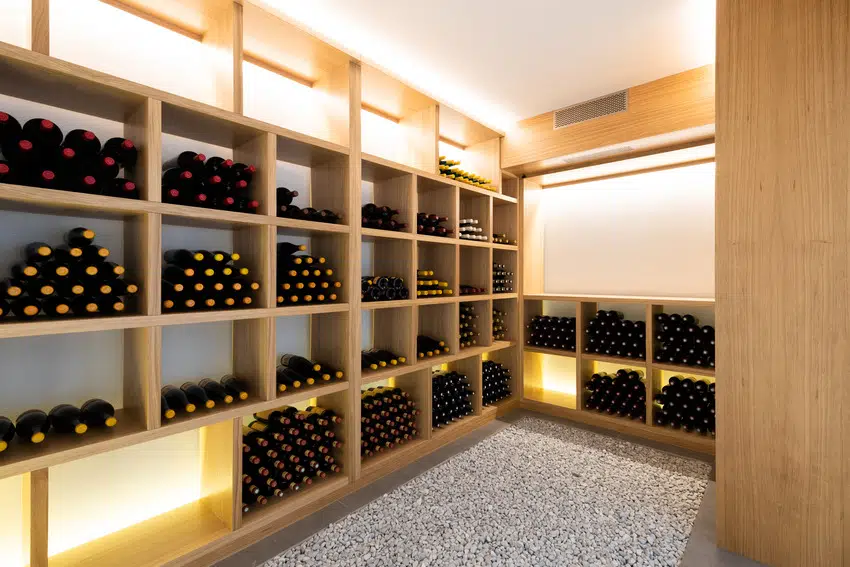 Wine bottles in a wine cellar