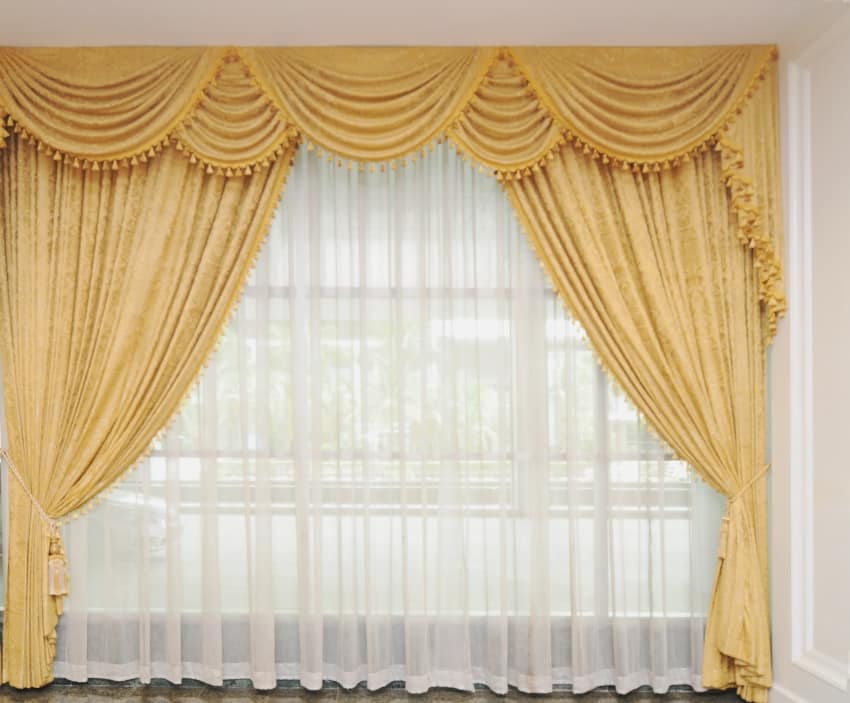 yellow curtain in door for decoration