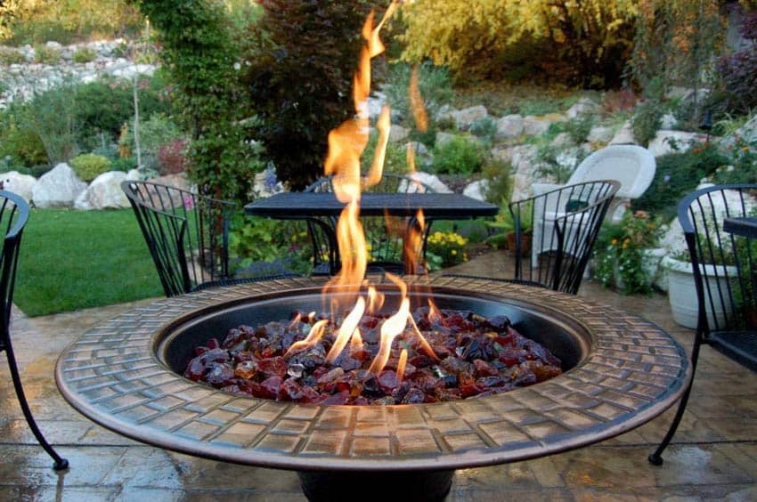 AZ patio firepit recycled glass