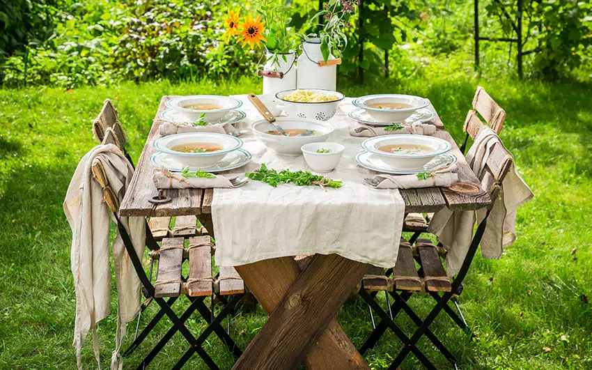 Backyard picnic table