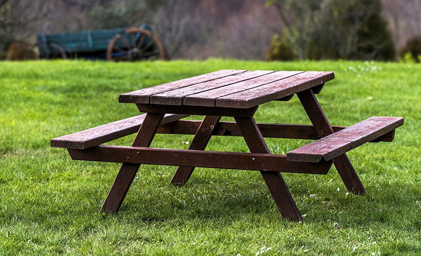 Wood picnic bench